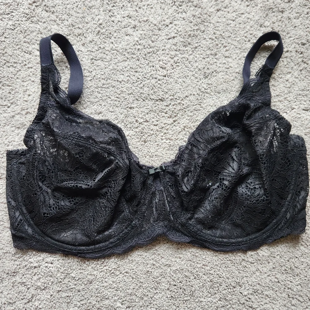 NWOT Paramour Black Lace Unlined Underwire Bra, Size 40G Lingerie Whimsigoth